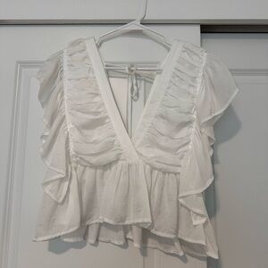 Elegant White Ruffled Women's Top